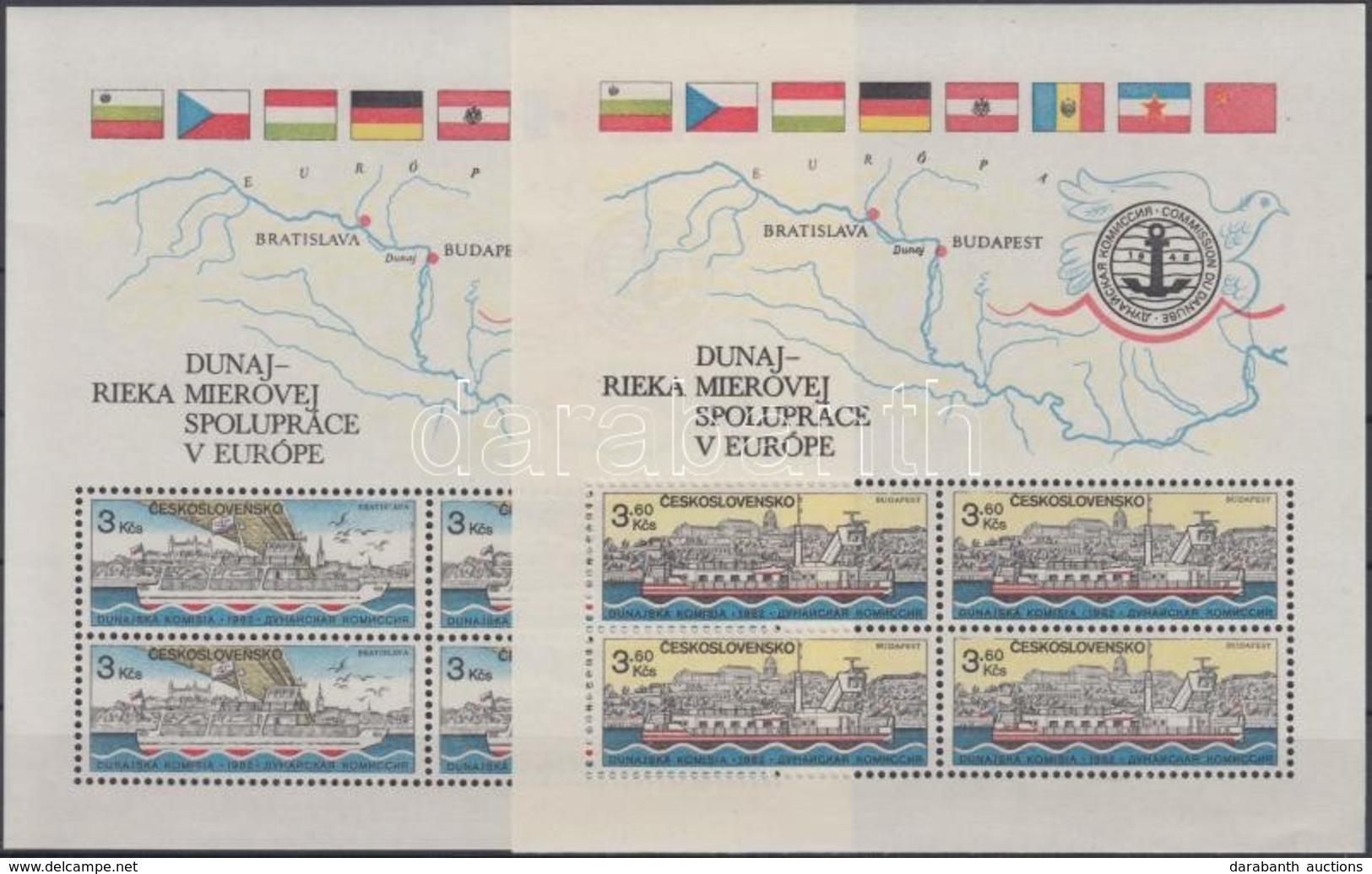 ** 1982 125 éves A Duna Bizottság Blokk Sor Mi 51-52 - Altri & Non Classificati