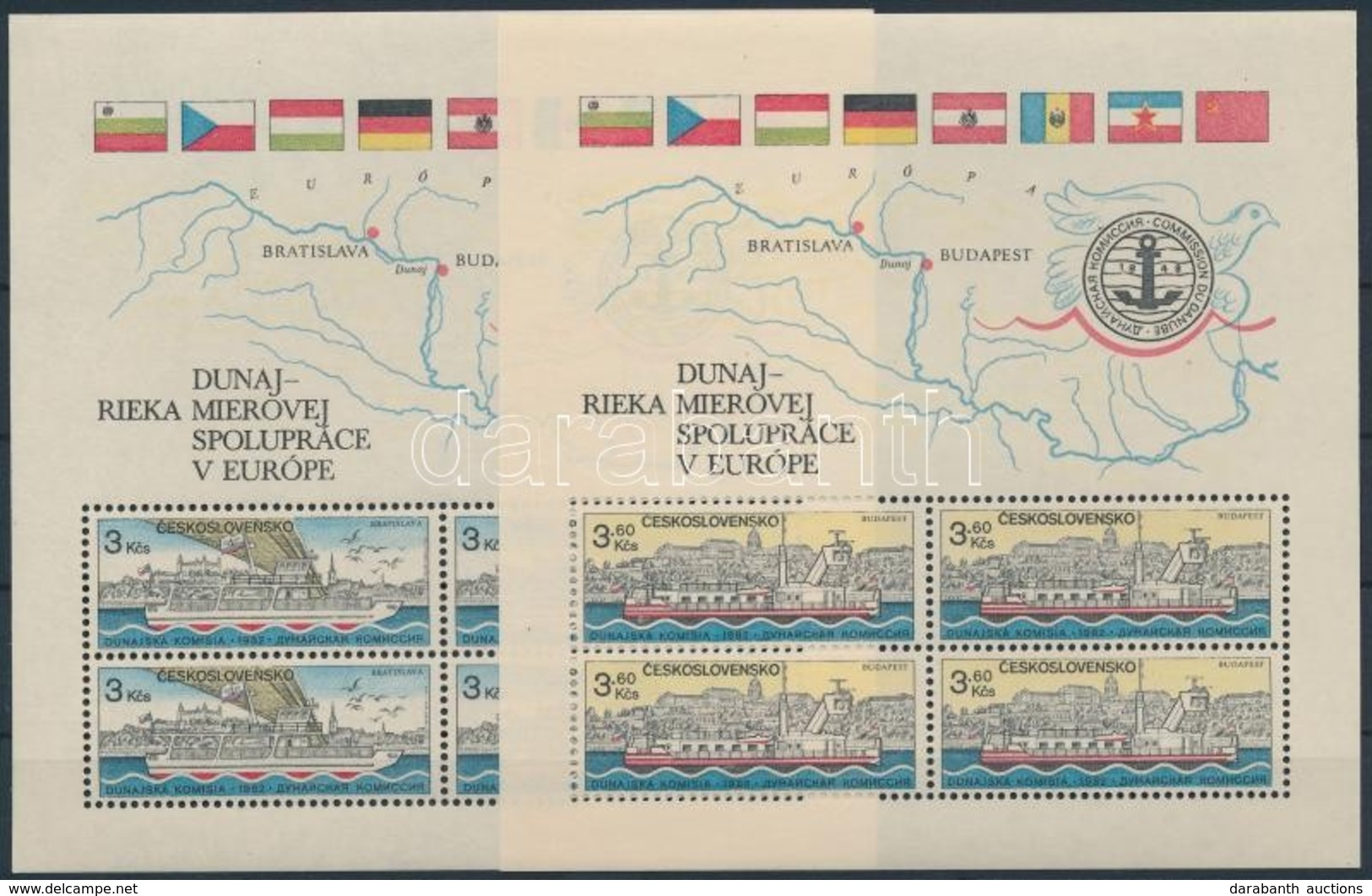 ** 1982 125 éves A Duna Bizottság Blokksor Mi 51-52 - Sonstige & Ohne Zuordnung
