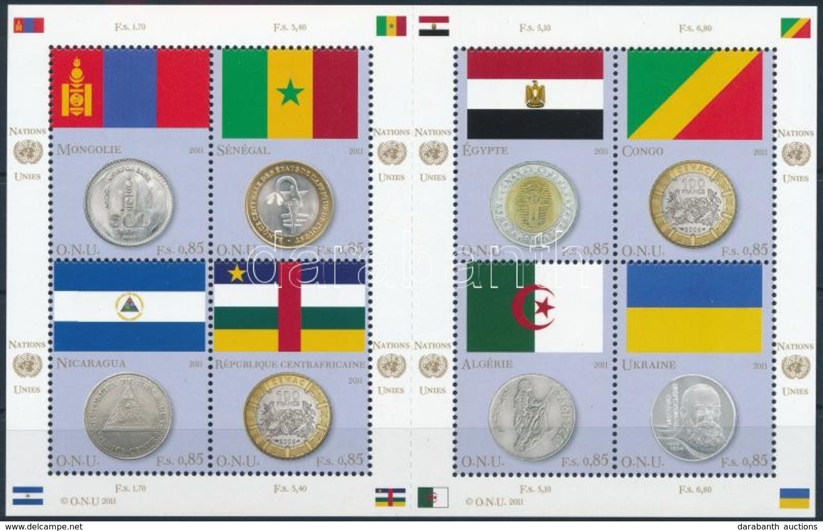 ** 2011 Zászlók és érmék Kisív Sor Mi 743-750 - Altri & Non Classificati