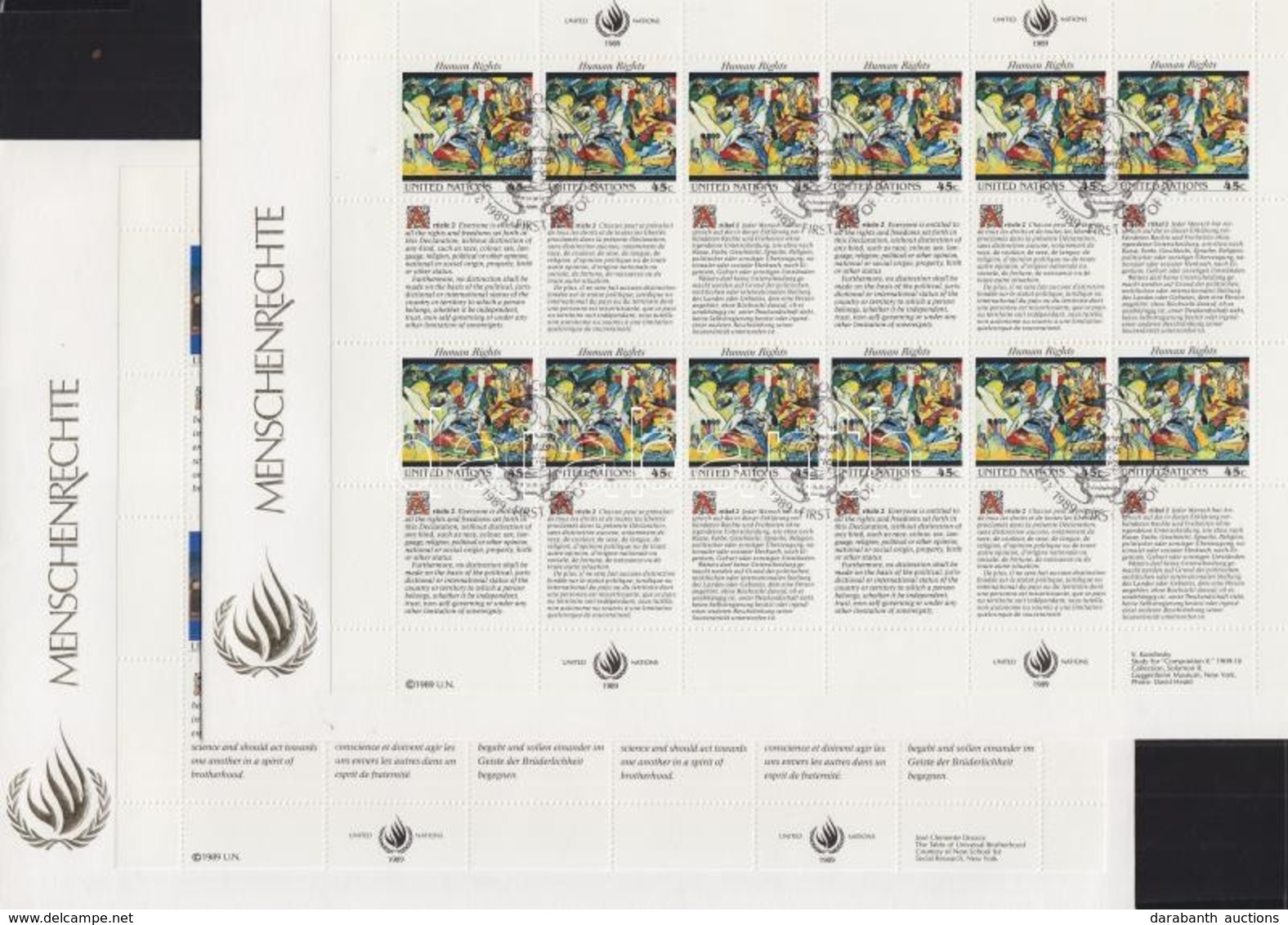 1989 Az Emberi Jogok Egyetemes Nyilatkozata Kisívsor Mi 900-903 FDC - Sonstige & Ohne Zuordnung