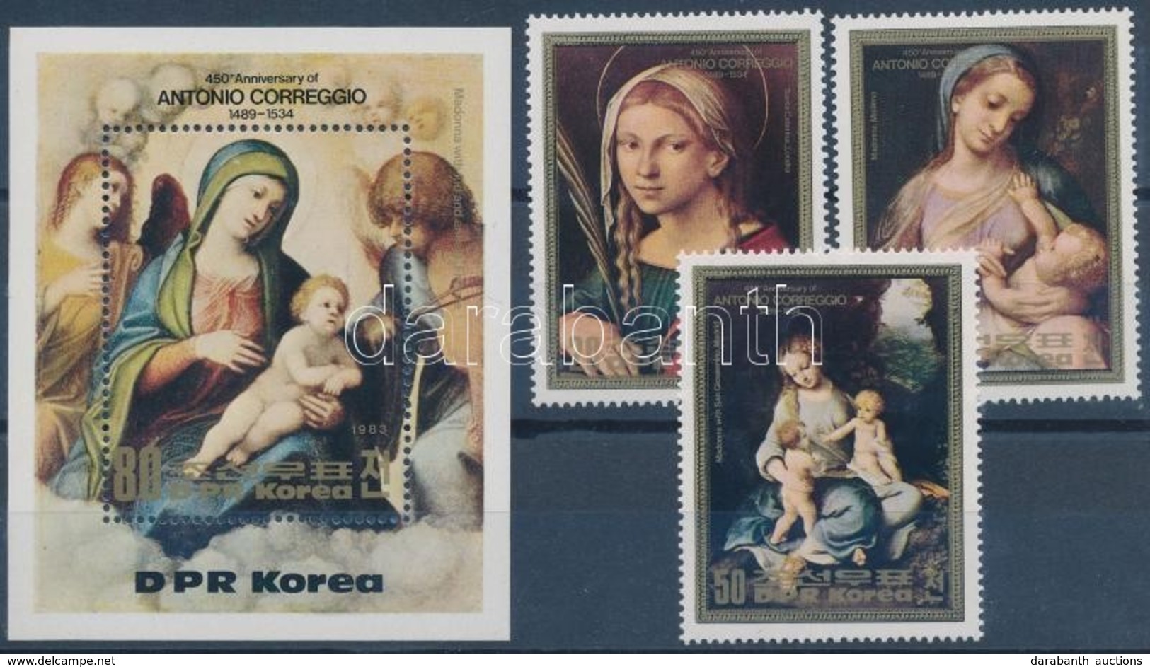 ** 1983 Correggio: Festmény Sor Mi 2423-2425 + Blokk 164 - Otros & Sin Clasificación