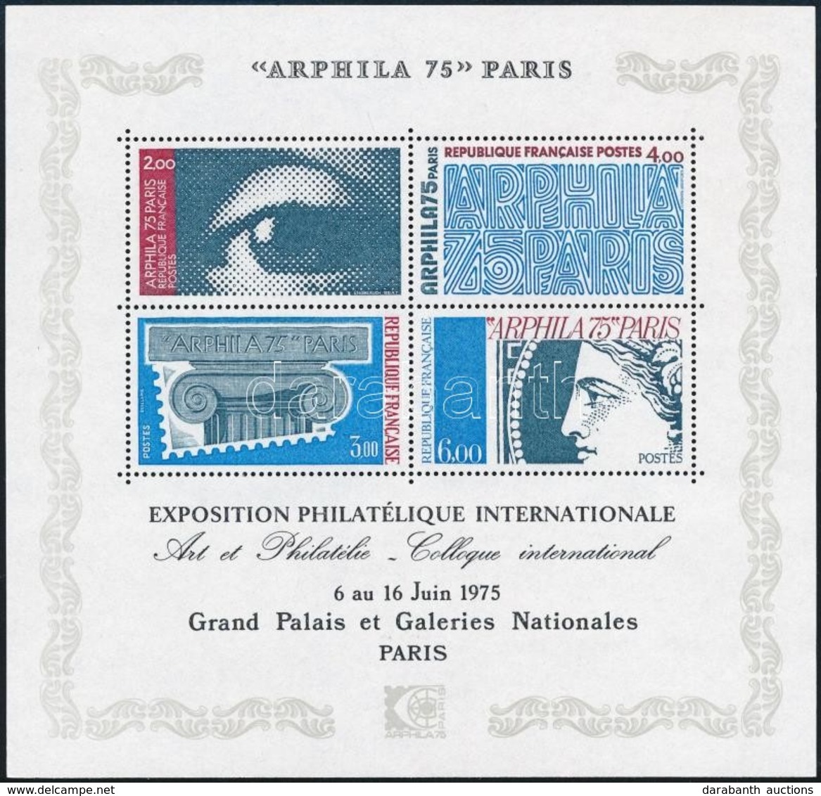 ** 1975 Nemzetközi Bélyegkiállítás ARPHILA '75, Párizs (V). Blokk,
International Stamp Exhibition ARPHILA '75, Paris (V) - Altri & Non Classificati