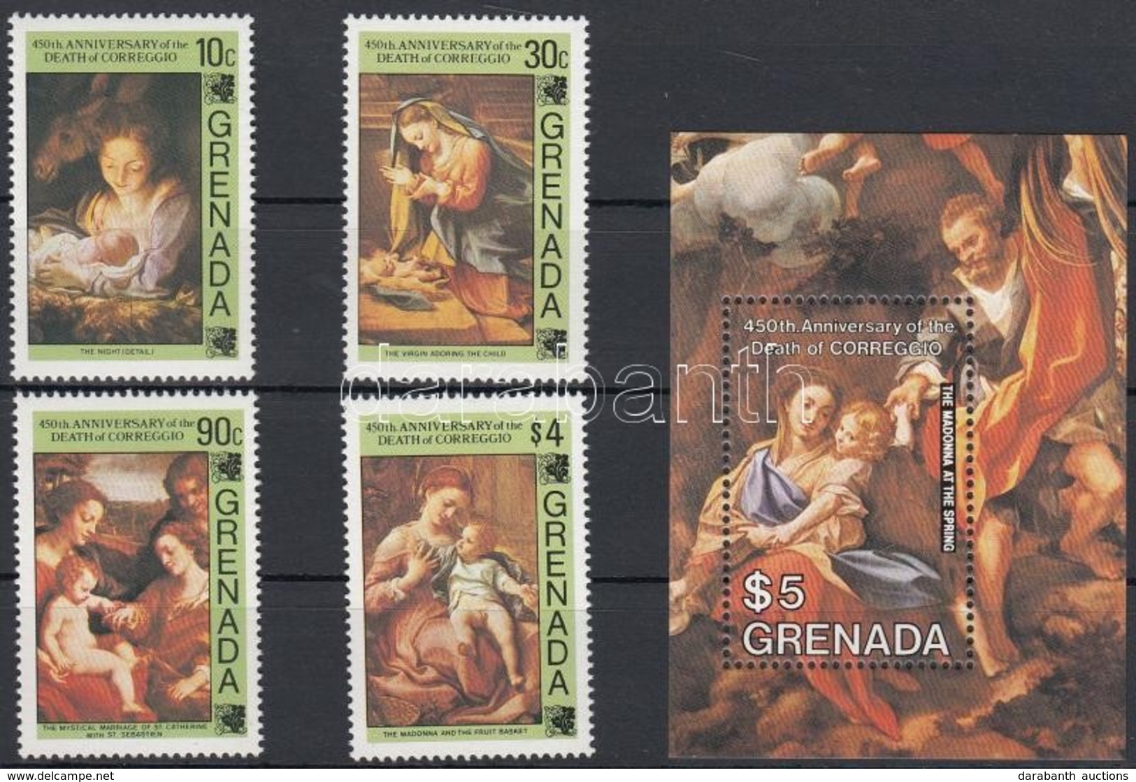 ** 1984 Correggio Festmények Sor Mi 1312-1315 + Blokk Mi 129 - Other & Unclassified