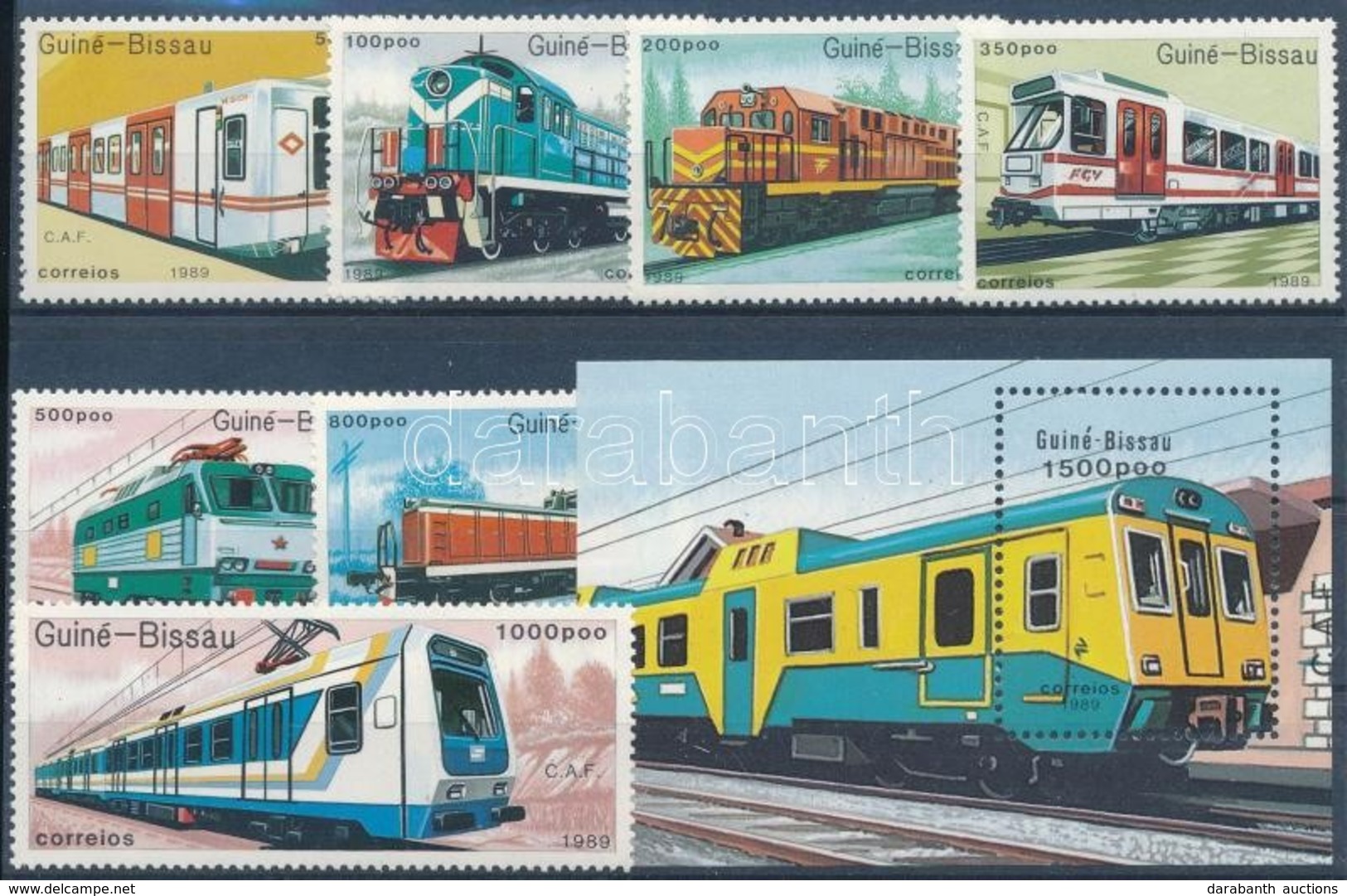 ** 1989 Vasúti Járművek Sor Mi 1033-1039 + Blokk Mi 276 - Altri & Non Classificati