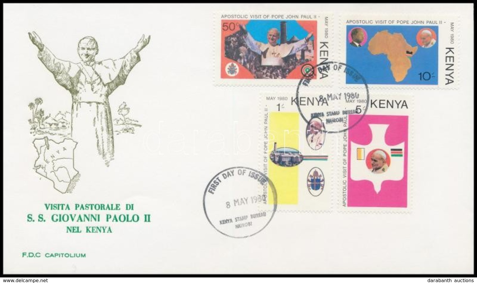 1980 II. János Pál Pápa Látogatásai Sor Mi 165-168 FDC-n - Sonstige & Ohne Zuordnung