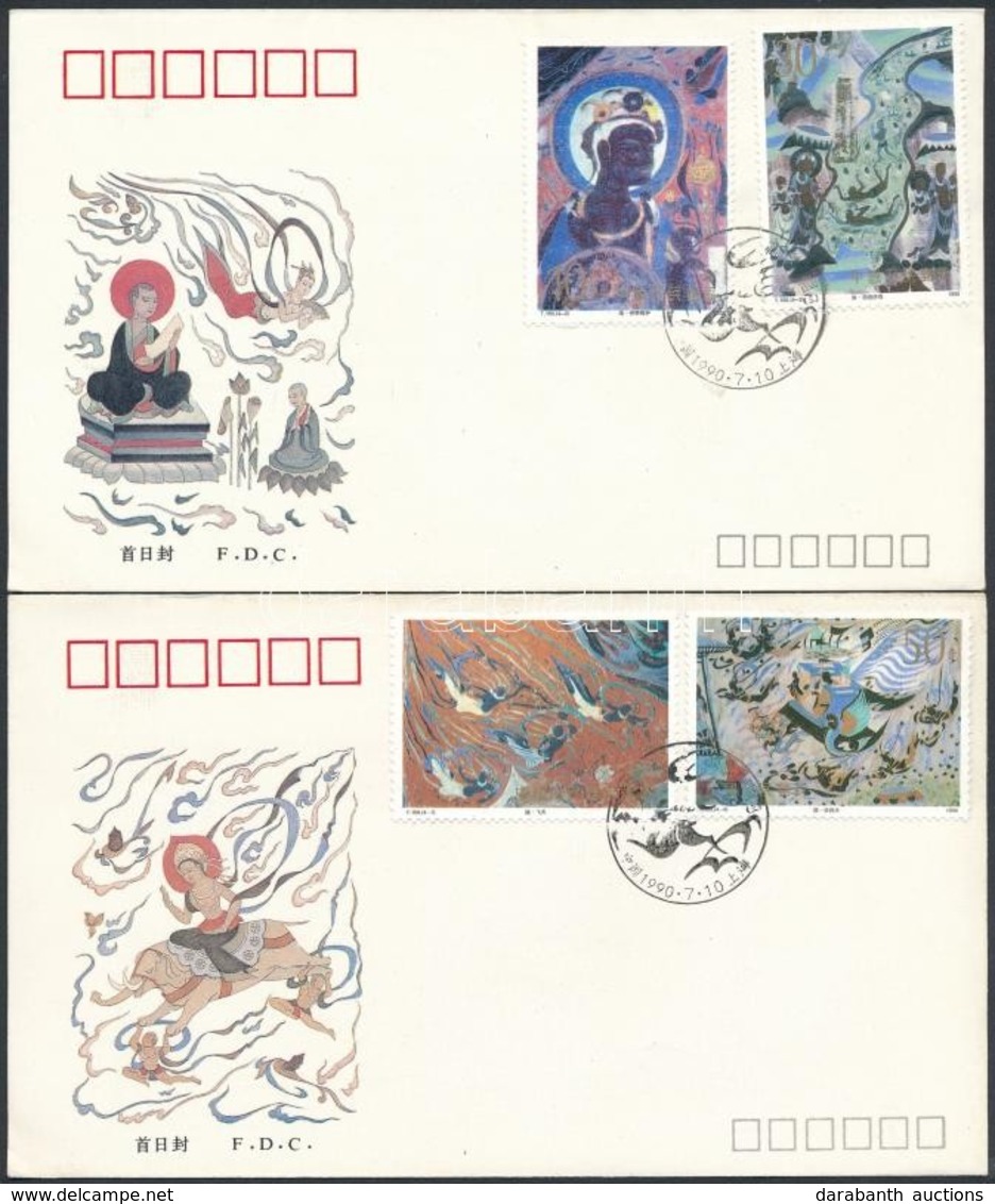 1990-1993 2 Db Festmény Sor 3 Db FDC-n - Other & Unclassified