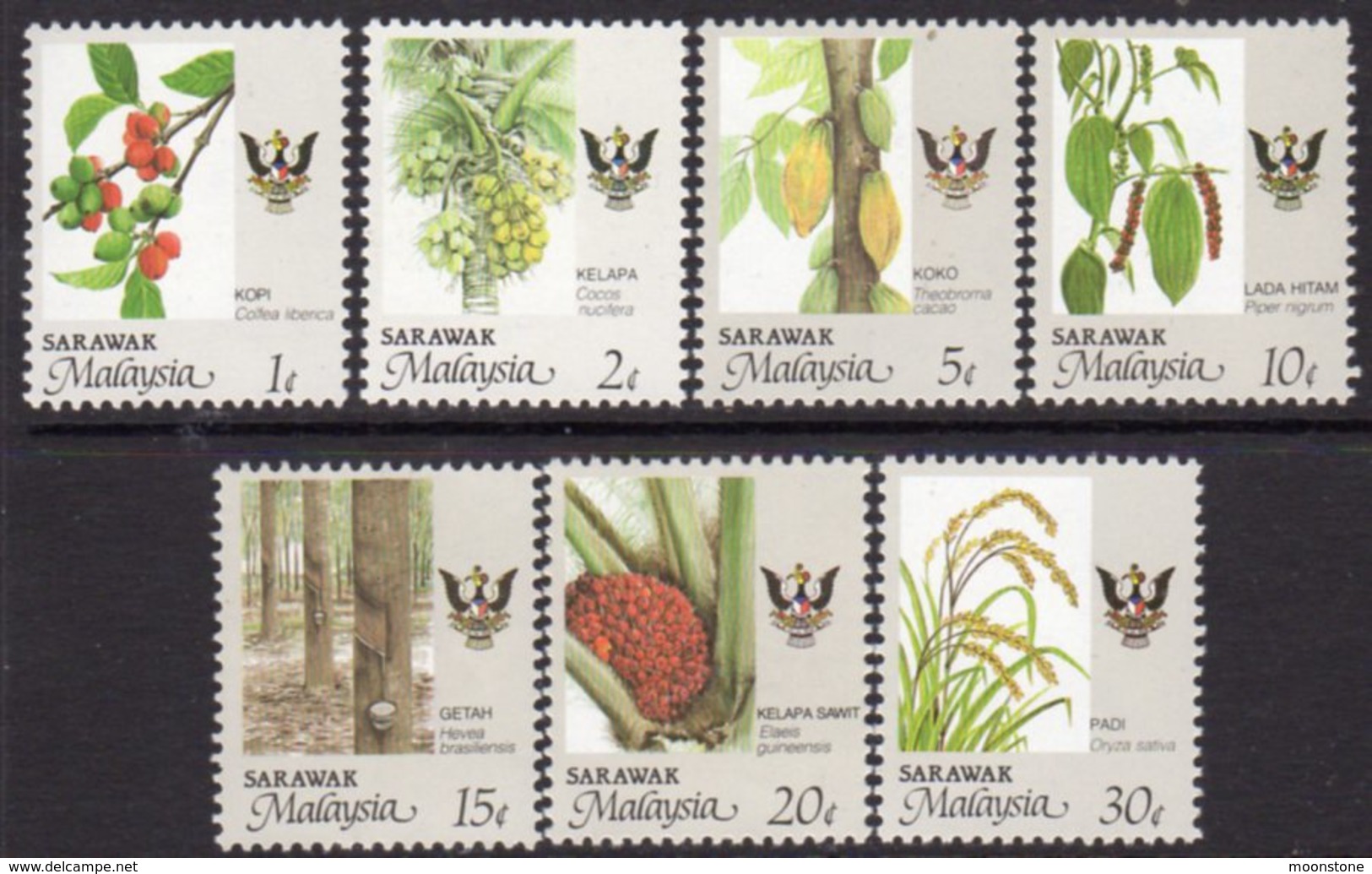 Malaysia Sarawak 1986 Agricultural Produce Set Of 7, MNH, SG 247/53 - Malaysia (1964-...)