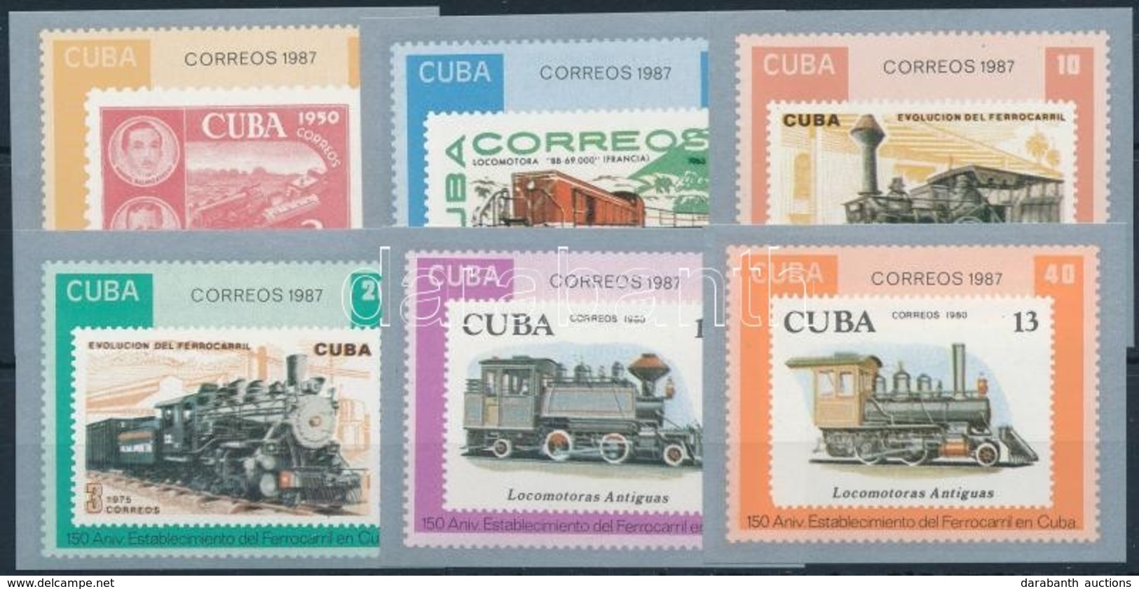 ** 1987 150 éves A Kubai Vasút Mi 102 Blokkból Kivágott Bélyegek - Altri & Non Classificati