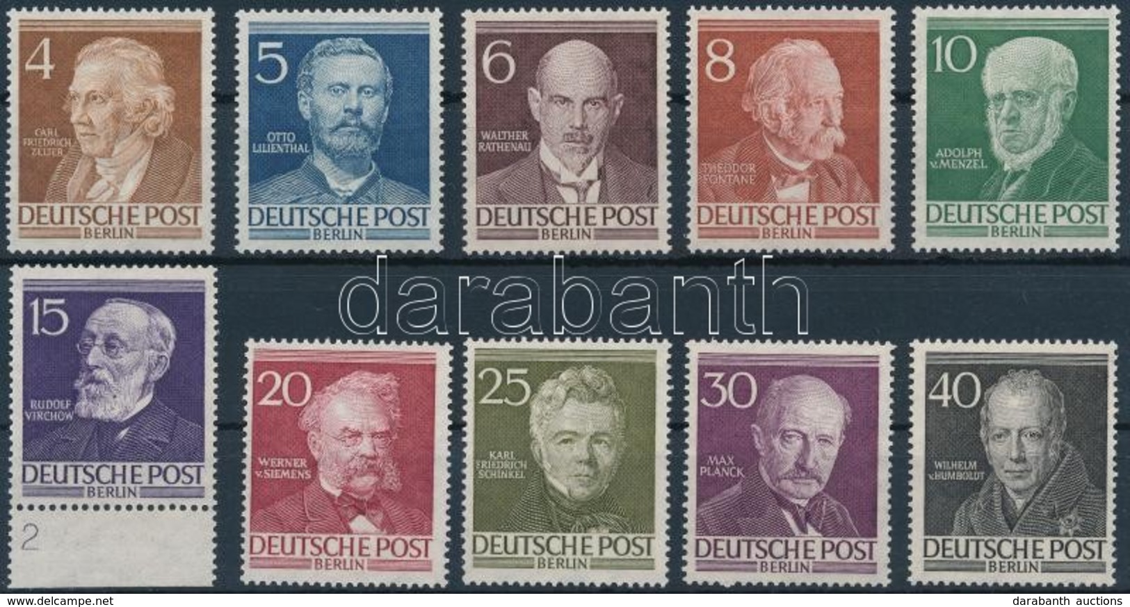 ** 1952 Híres Emberek Sor Mi 91-100 (Mi EUR 130,-) - Altri & Non Classificati