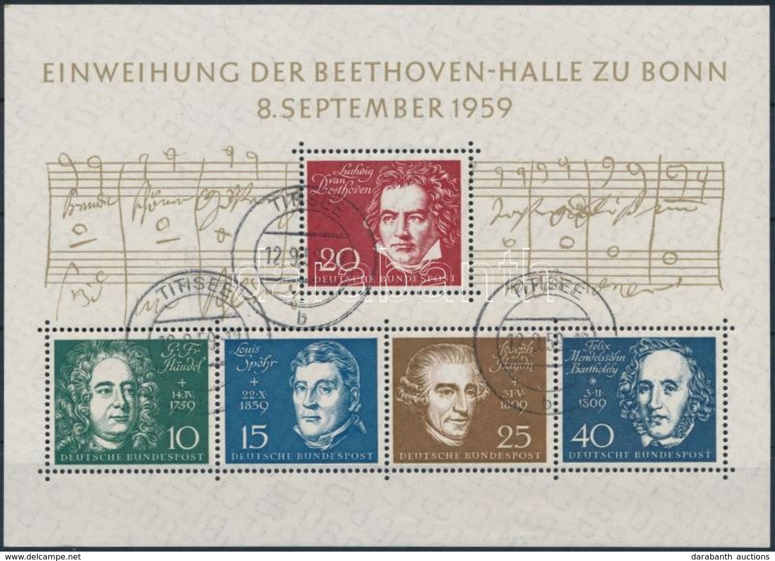 O 1959 A Bonni Beethoven-csarnok Blokk Mi 2 - Sonstige & Ohne Zuordnung