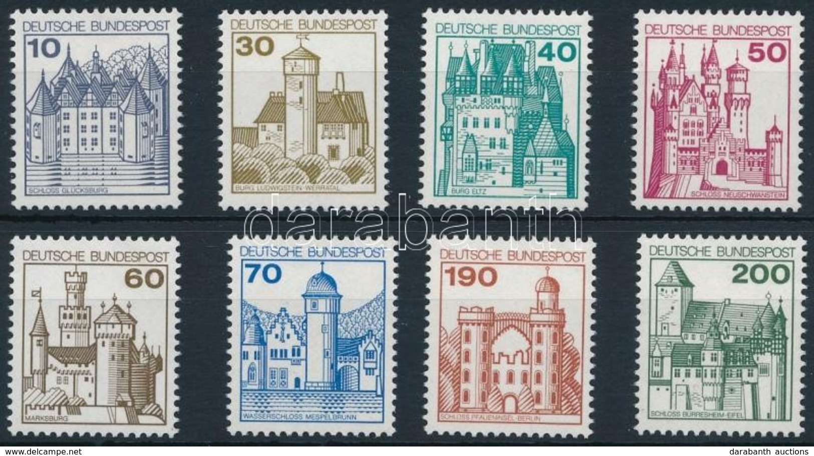 ** 1977 Forgalmi: Várak és Paloták (I). Sor,
Definitive: Castles And Palaces (I). Set
Mi 913 A I - 920 A I - Autres & Non Classés