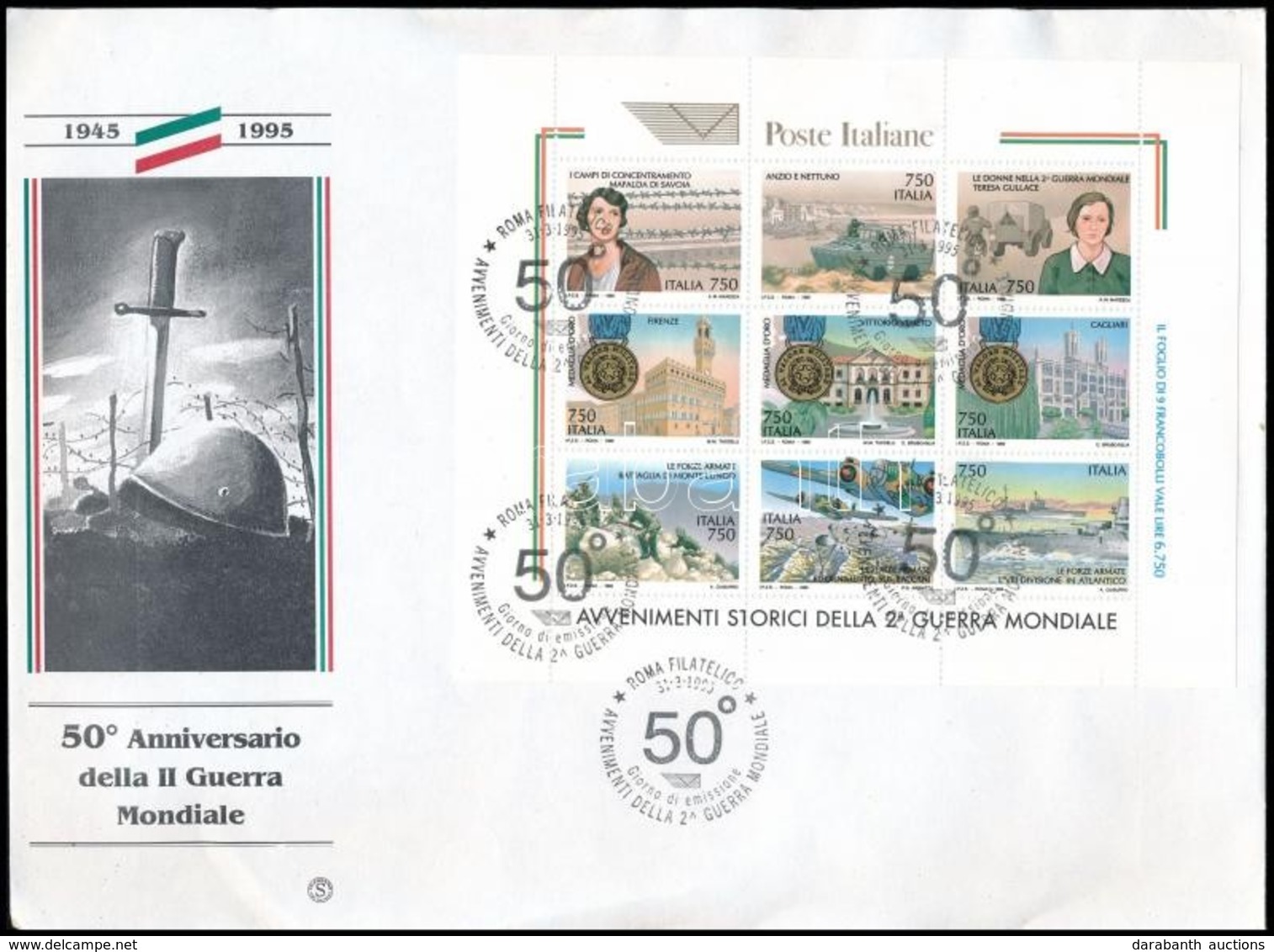 1995 Történelmi Események A II. Világháború Idején Kisív Mi 2368-2376 FDC-n - Otros & Sin Clasificación