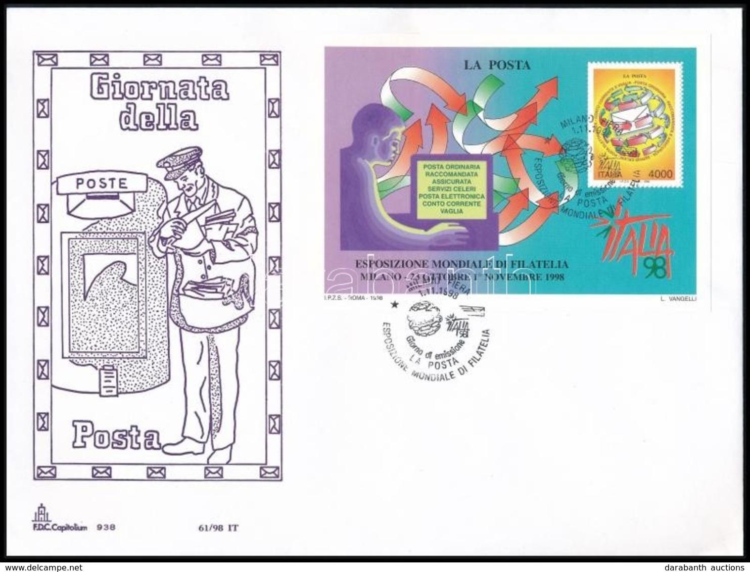 1998 Nemzetközi Bélyegkiállítás ITALIA, Milánó Blokk Mi 18 FDC-n - Other & Unclassified