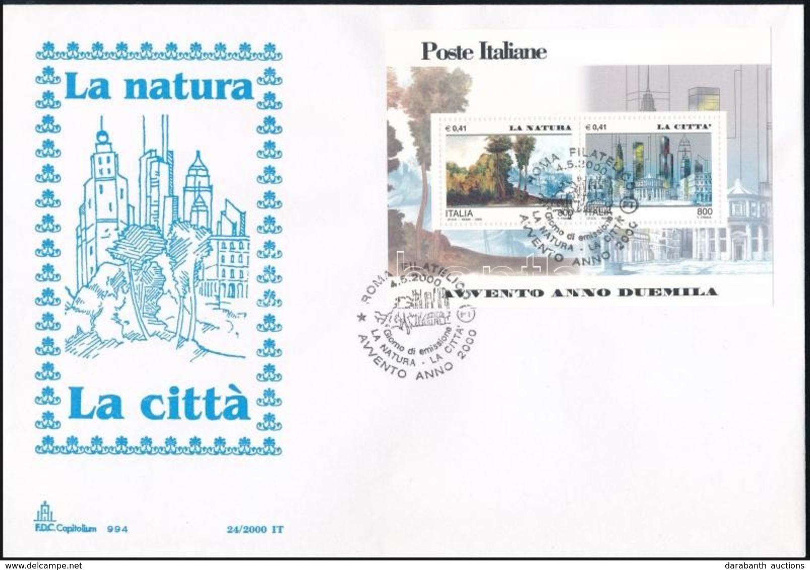 2000 Természet és Városok Blokk Mi 23 FDC-n - Other & Unclassified