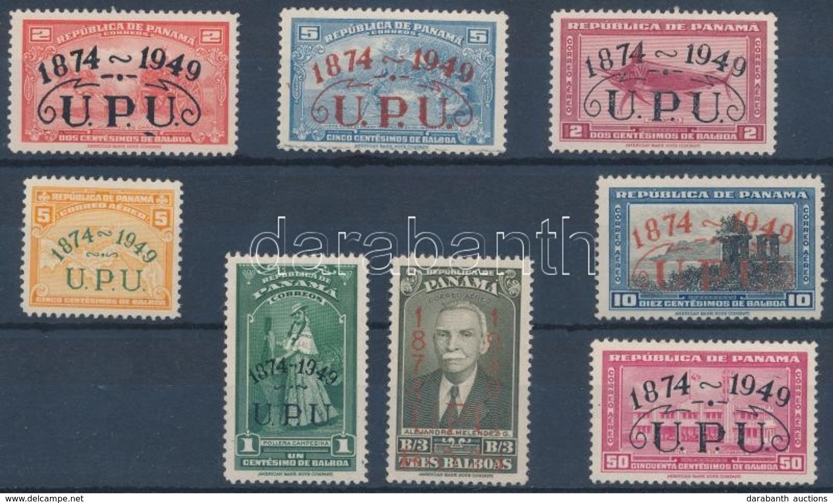 ** 1949 UPU Felülnyomott Sor Mi 381-388 - Sonstige & Ohne Zuordnung