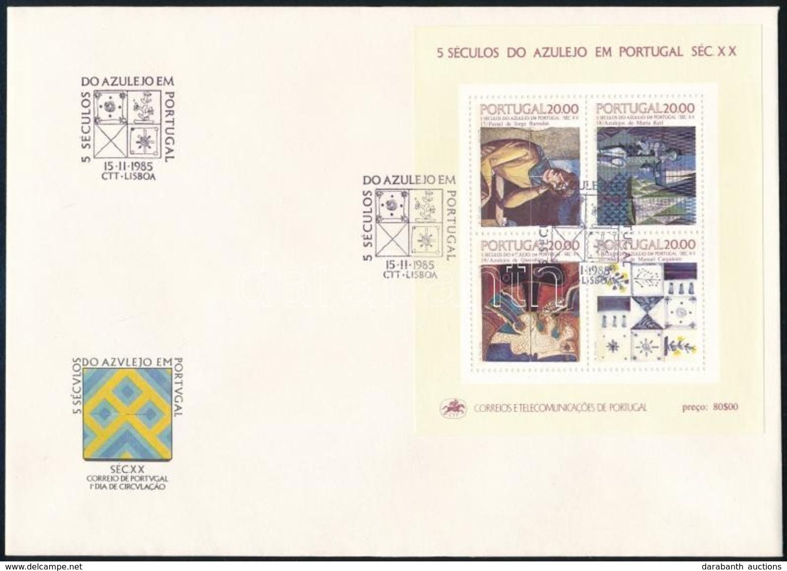 1985 Azulejo Csempe Blokk FDC-n Mi 49 - Other & Unclassified