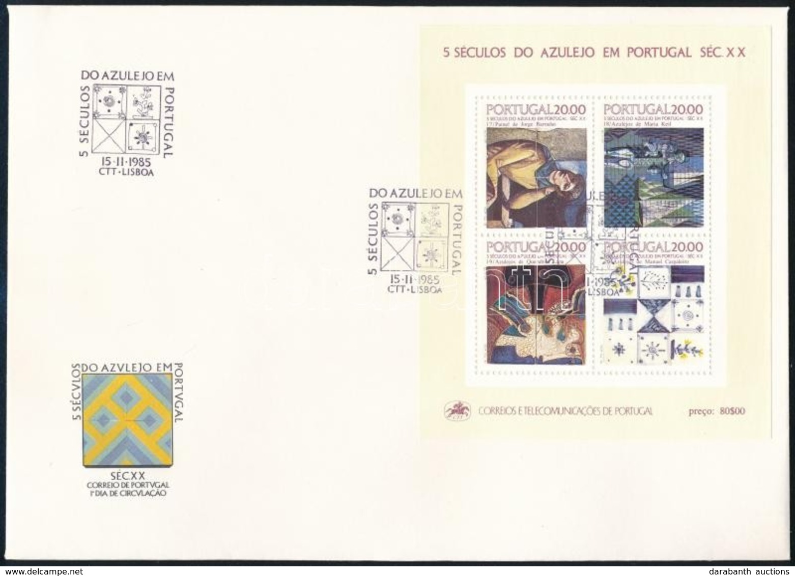 1985 Azulejo Csempe Blokk FDC-n Mi 49 - Other & Unclassified