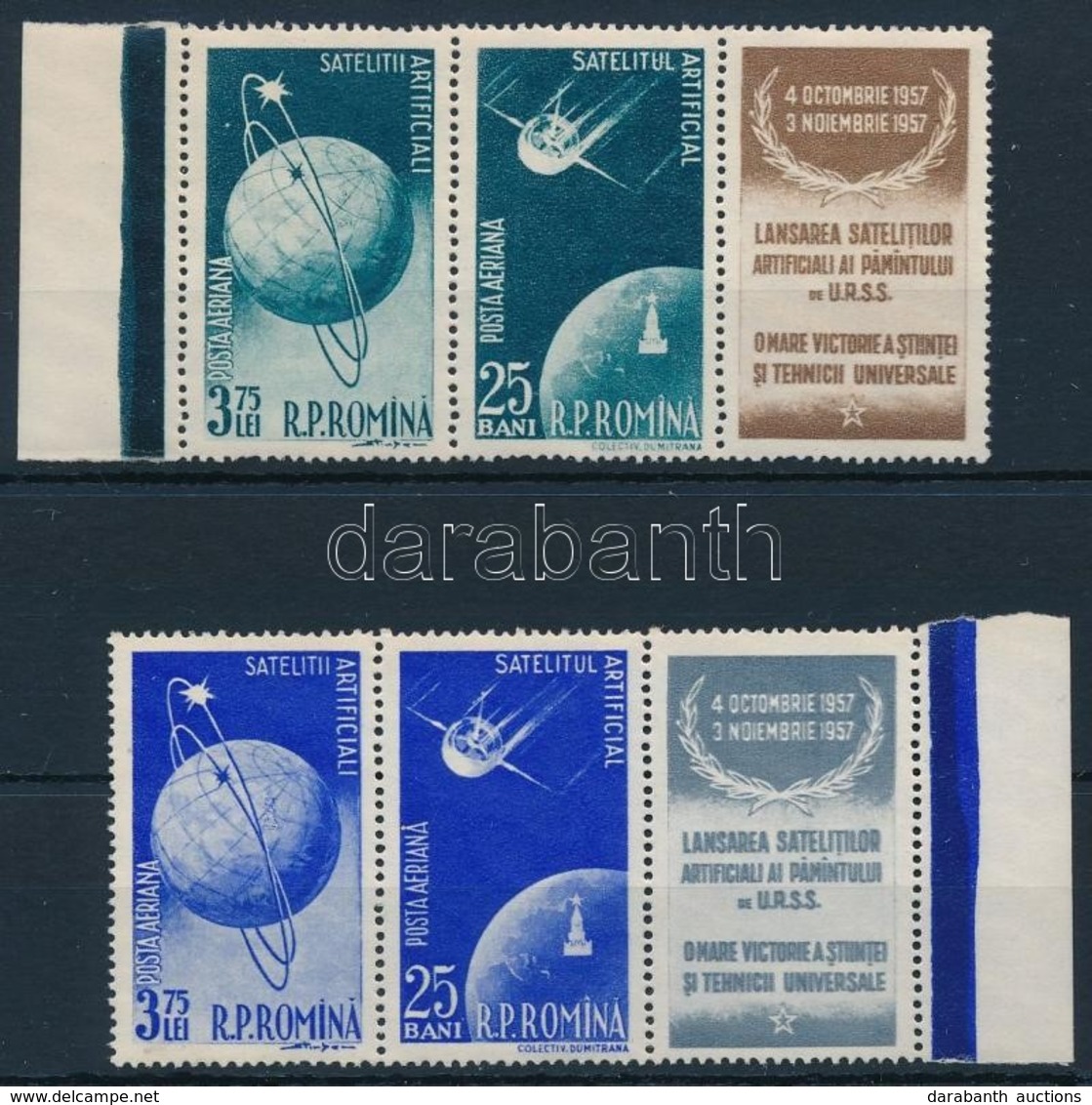 ** 1957 Űrkutatás ívszéli Sor Hármascsíkokban Mi 1677-1680 - Other & Unclassified