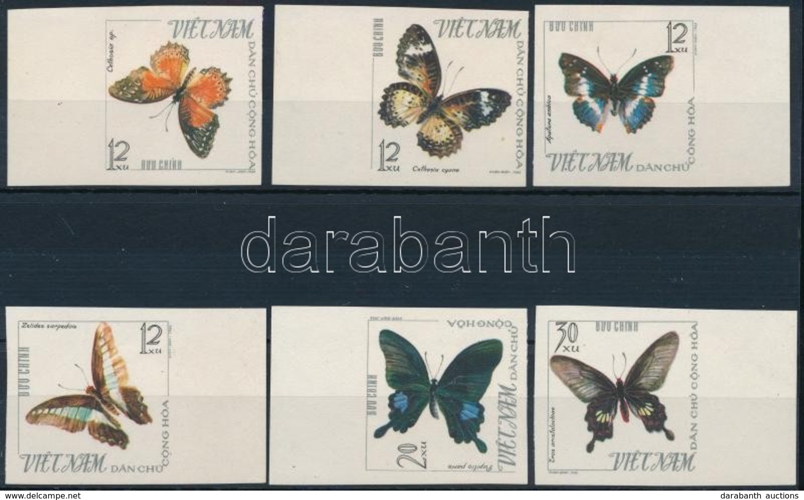 ** 1965 Lepke Vágott ívszéli Sor,
Butterfly Imperforated Margin Set
Mi 405-410 - Altri & Non Classificati
