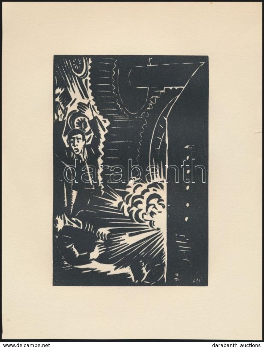 Frans Masereel (1889-1972): Munkahelyi Baleset, Fametszet, Papír, Jelzett A Metszeten, 16×11 Cm - Altri & Non Classificati