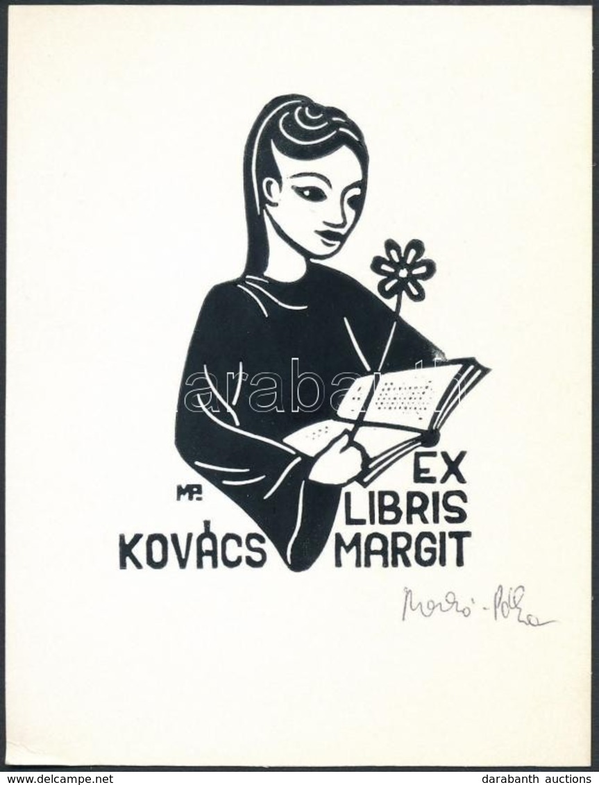 Meskó Anna (1943-2010)- Póka György (1944-): Ex Libris Kovács Margit. Linó, Papír, Jelzett, 13x10 Cm - Otros & Sin Clasificación