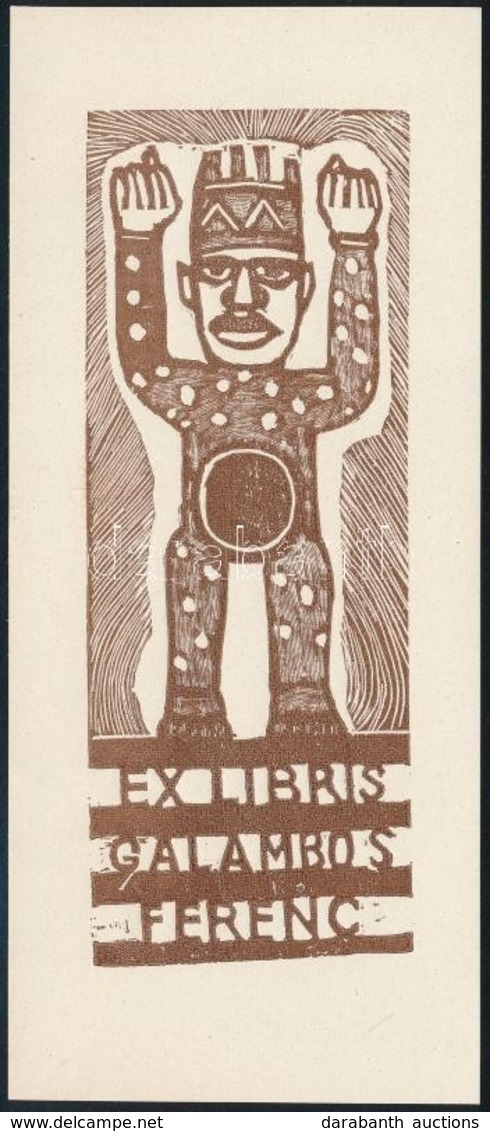 Kónya Sándor: Ex Libris Galambos Ferenc. Fametszet, Papír, 14x6 Cm - Altri & Non Classificati