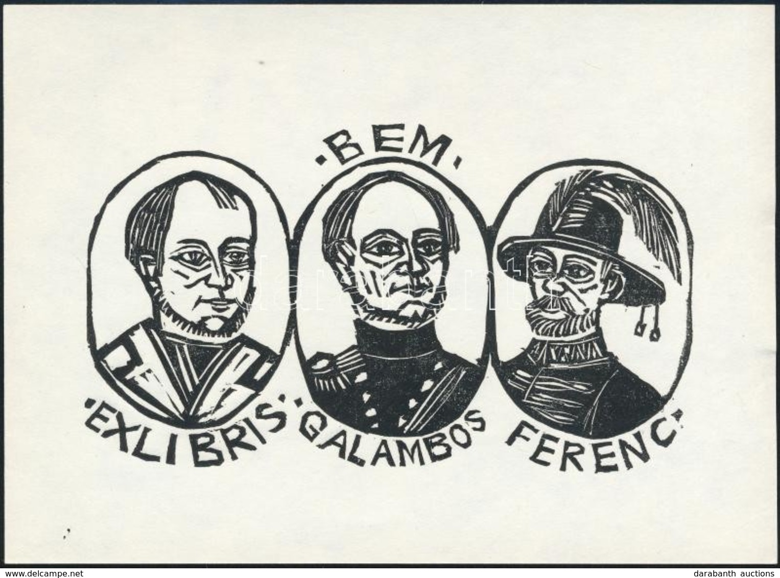 Perei Zoltán: Ex Libris Bem. Fametszet, Papír, 10x14 Cm - Otros & Sin Clasificación