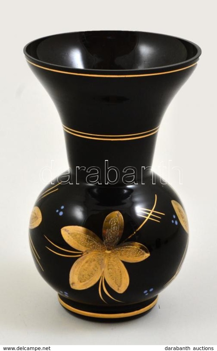 Festett üveg Váza. 16,5 Cm - Verre & Cristal