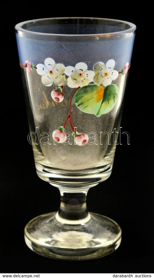 'Zum Andenken' Virágmintás Emlékpohár, Csorbával, M: 14,5 Cm - Glass & Crystal