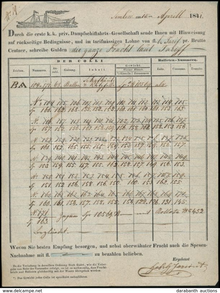 1841 DDSG Fuvarlevél - Sin Clasificación