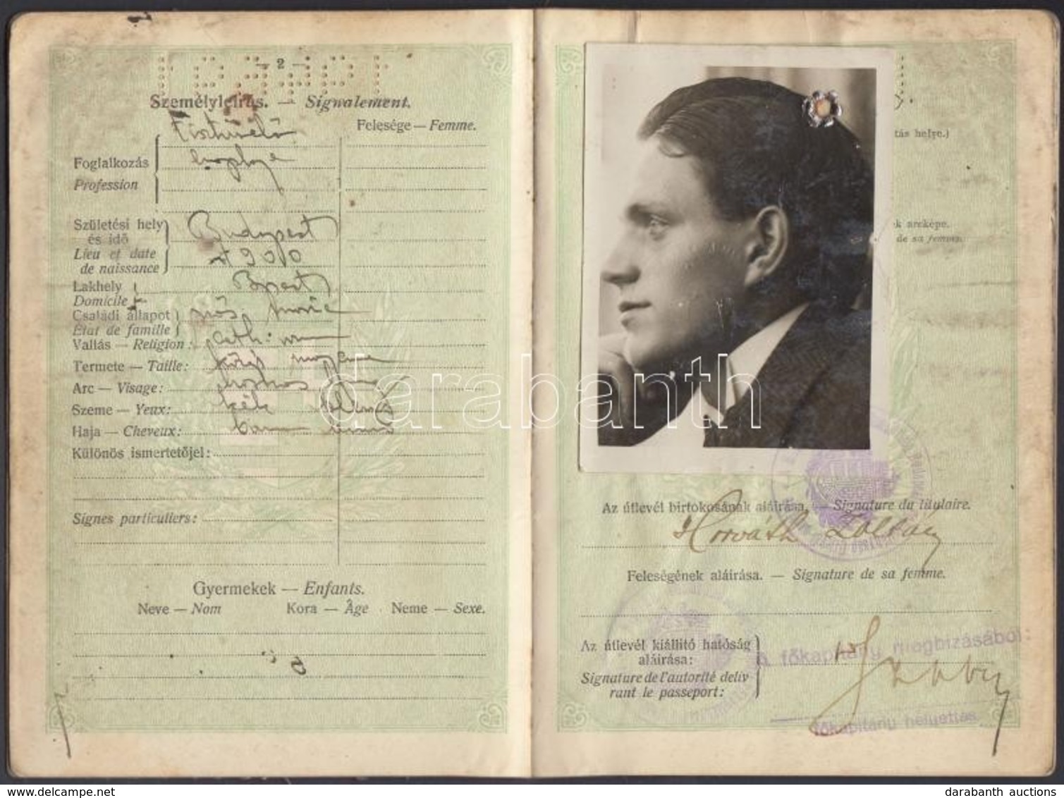 1930 Bp., A Magyar Királyság által Kiállított Fényképes útlevél - Ohne Zuordnung