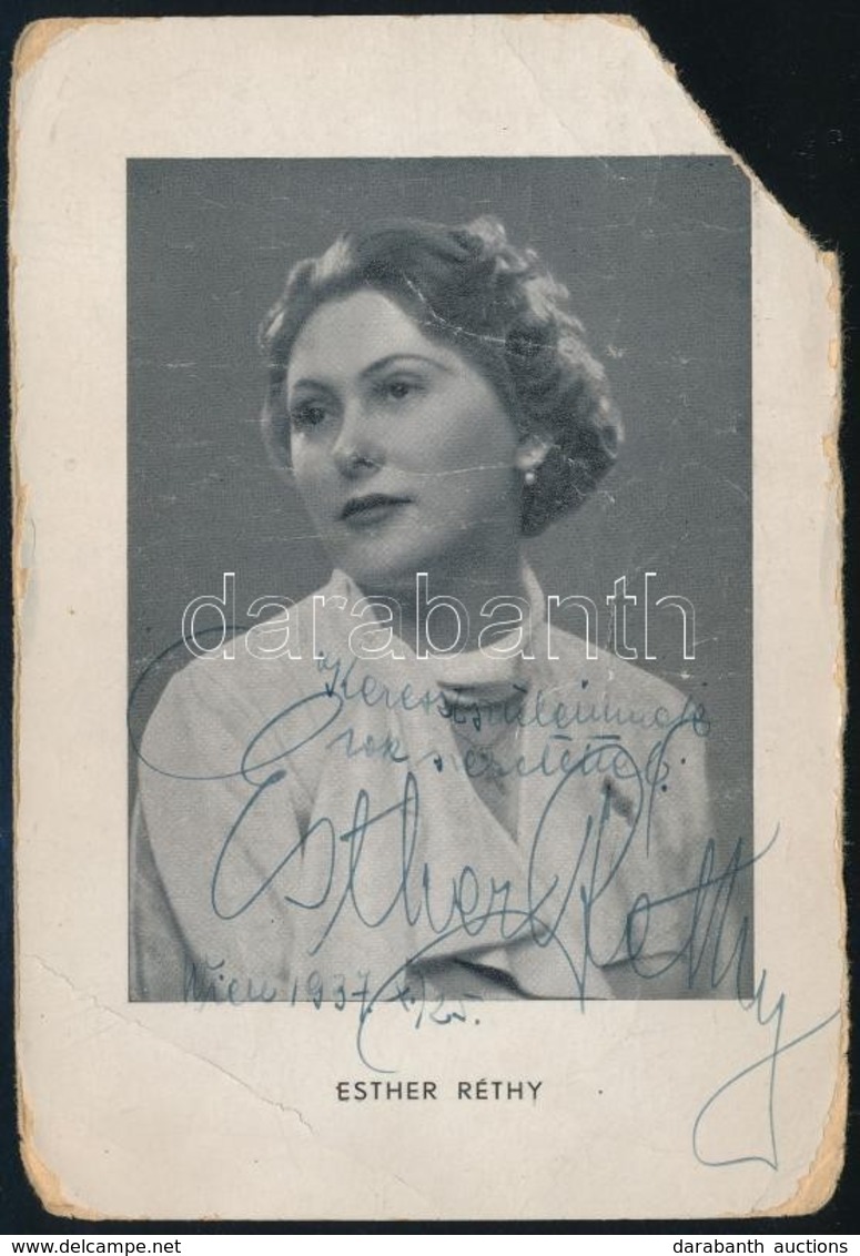 1937 Réthy Eszter (1912-2004) énekesnő Aláírása Az őt ábrázoló Képen (sérült) - Altri & Non Classificati