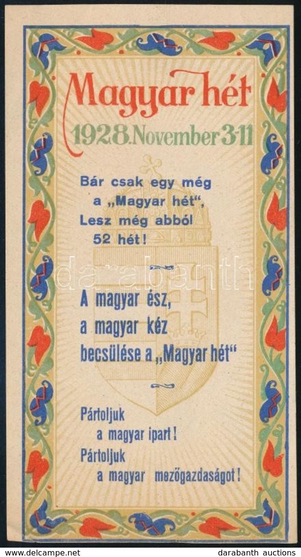 1928 Magyar Hét, Magyar Ipart Támogató Reklám Cédula, 15x8 Cm - Werbung