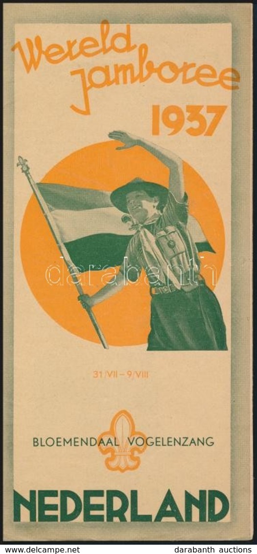 1937 Az 1937-es Hollandiai Cserkész Jamboree Német Nyelvű Kihajtható Rövid Ismertető Füzete, Szép állapotban - Pfadfinder-Bewegung