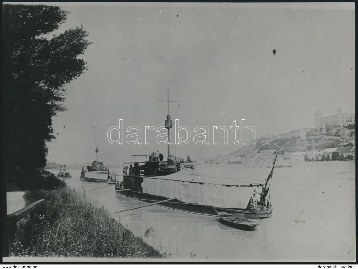 Cca 1914 A Szamos Monitor (mögötte A Bodrog), A Dunai Flottila Hajója Pozsony Alatt, Az 1980-as években Eredeti Negatívr - Ohne Zuordnung