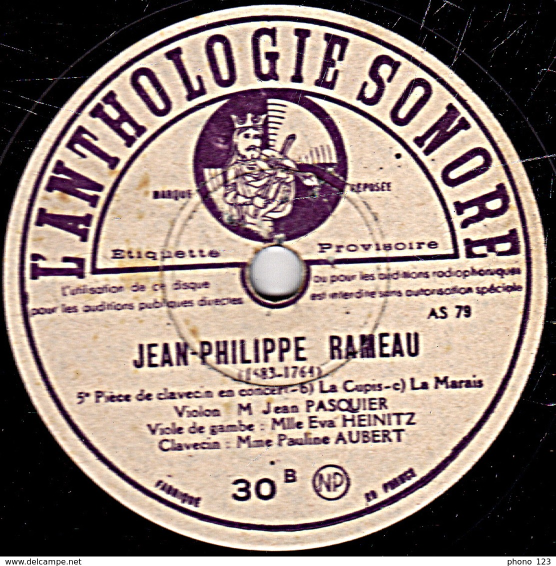 78 Trs - 30 Cm - état TB - JEAN-PHILIPPE RAMEAU  A Et B - 78 Rpm - Schellackplatten