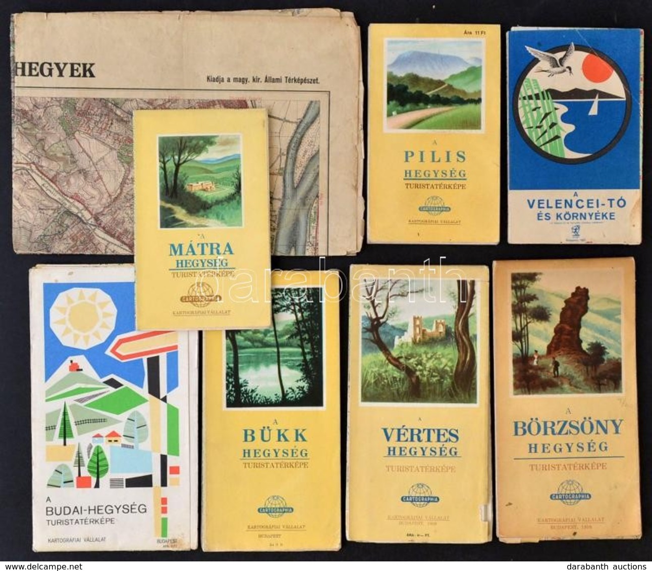 1928-1978 Vegyes Térkép Tétel, Kiránduló Térképek, 8 Db, Közte Budai Hegyek (Kirándulók Térképe 1.), A Többi Háború Után - Sonstige & Ohne Zuordnung