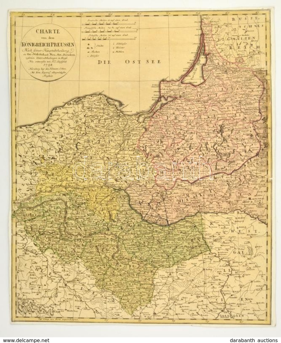 1798 Franz Ludwig Güssefeld (1744-1807): Charte Von Dem Königreich Preussen. Nach Seiner Hauptabtheilung/ In Ost-West-Sü - Autres & Non Classés
