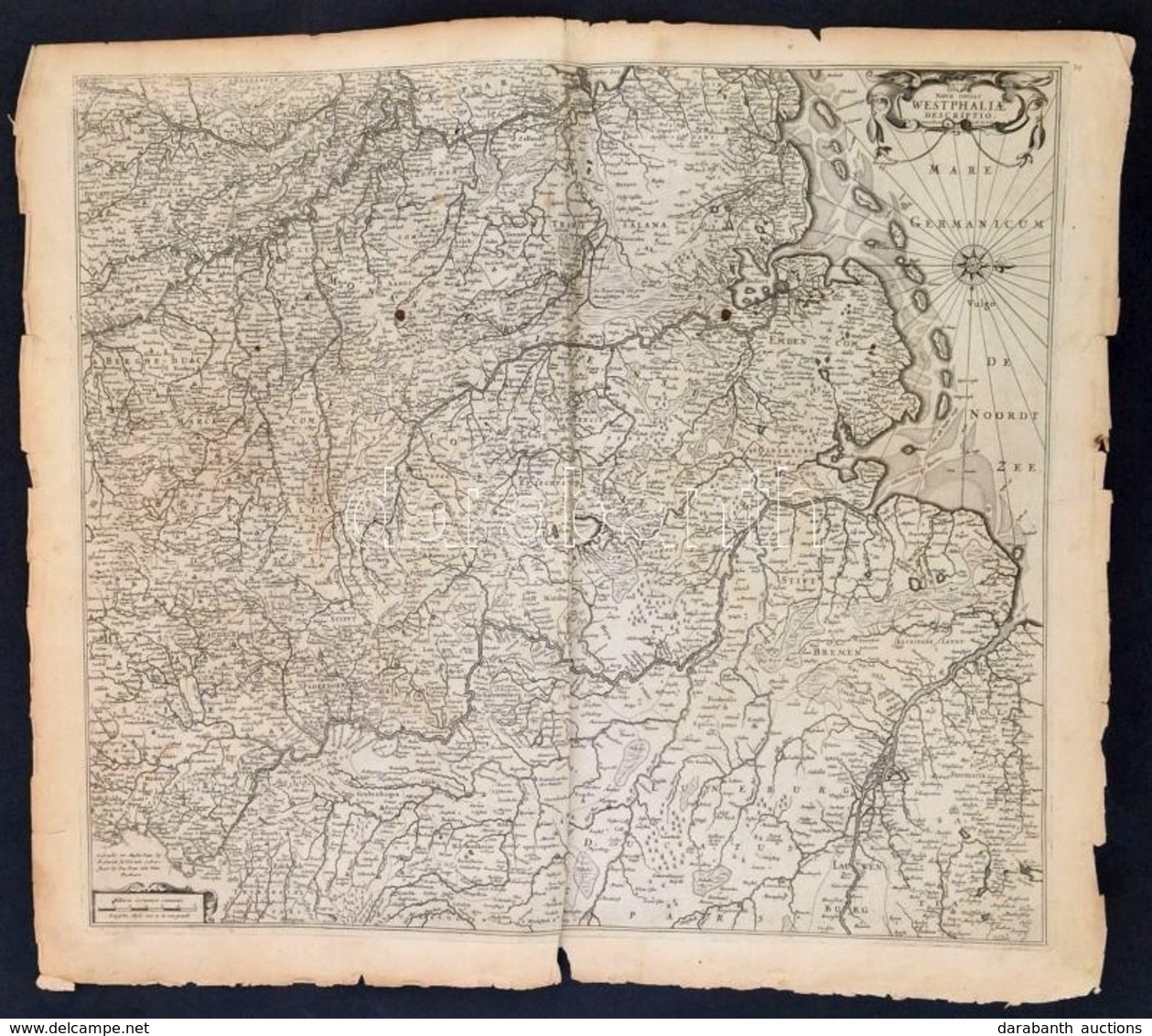 Cca 1650 Nova Totius Westphaliae Descriptio. Westfalia Térképe. Amsterdam, De Wit. Rézmetszet, Szélén Szakadásokkal / Ma - Other & Unclassified