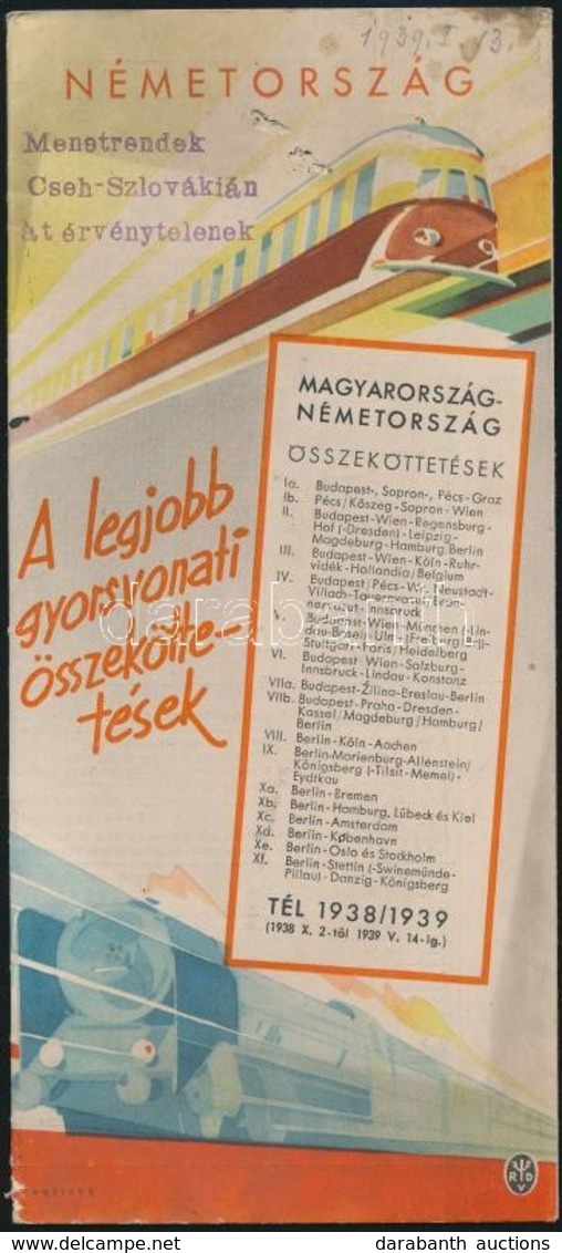 1938 Magyarország - Németország, A Legjobb Gyorsvonati összeköttetések Prospektus - Non Classificati