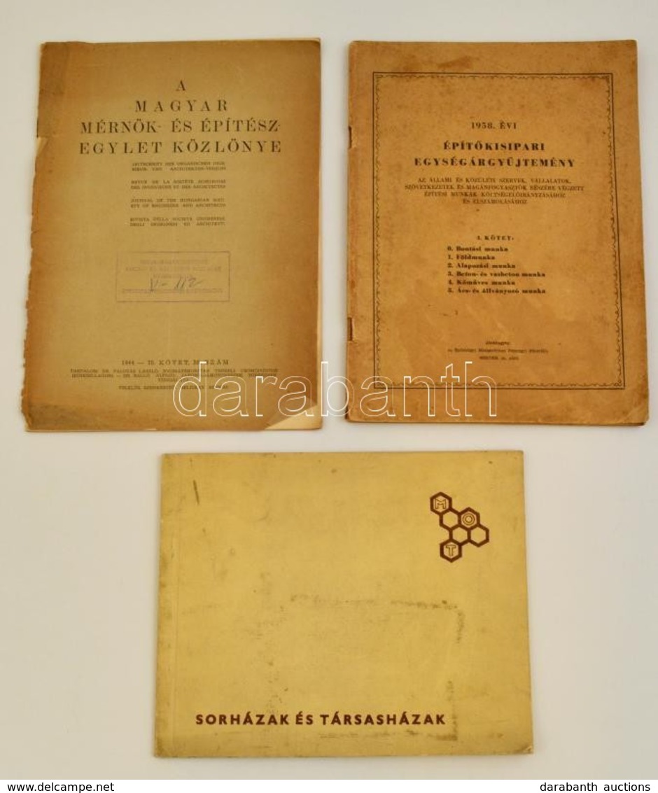 1944-1964 Vegyes Nyomtatvány Tétel. 
1944 A Magyar Mérnök- és Építészegylet Közlönye. 1944. 78. Kötet. 20. Sz. Szerk.: B - Non Classificati