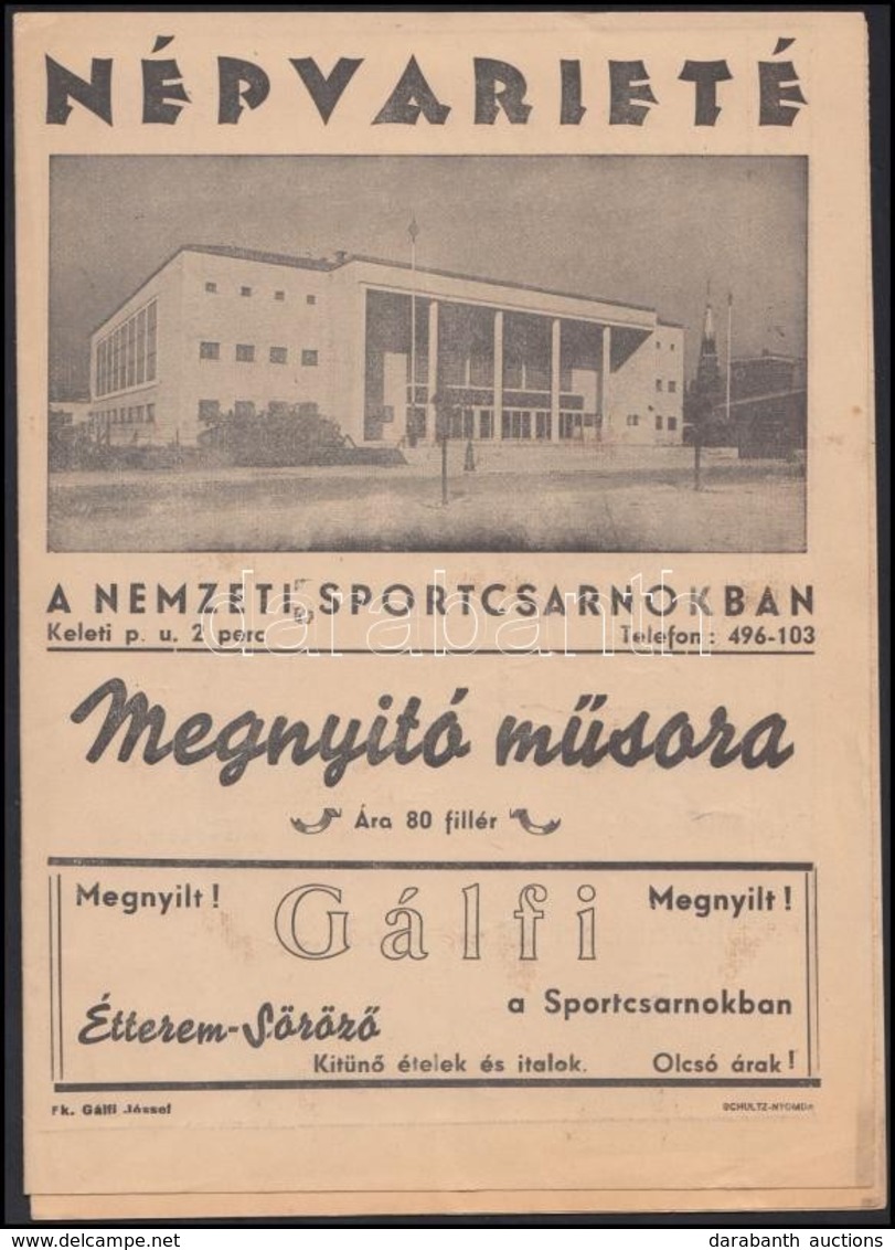 Cca 1946 Népvarieté A Nemzeti Sportcsarnokban, A Megnyitó Műsorfüzete, 8p - Non Classificati