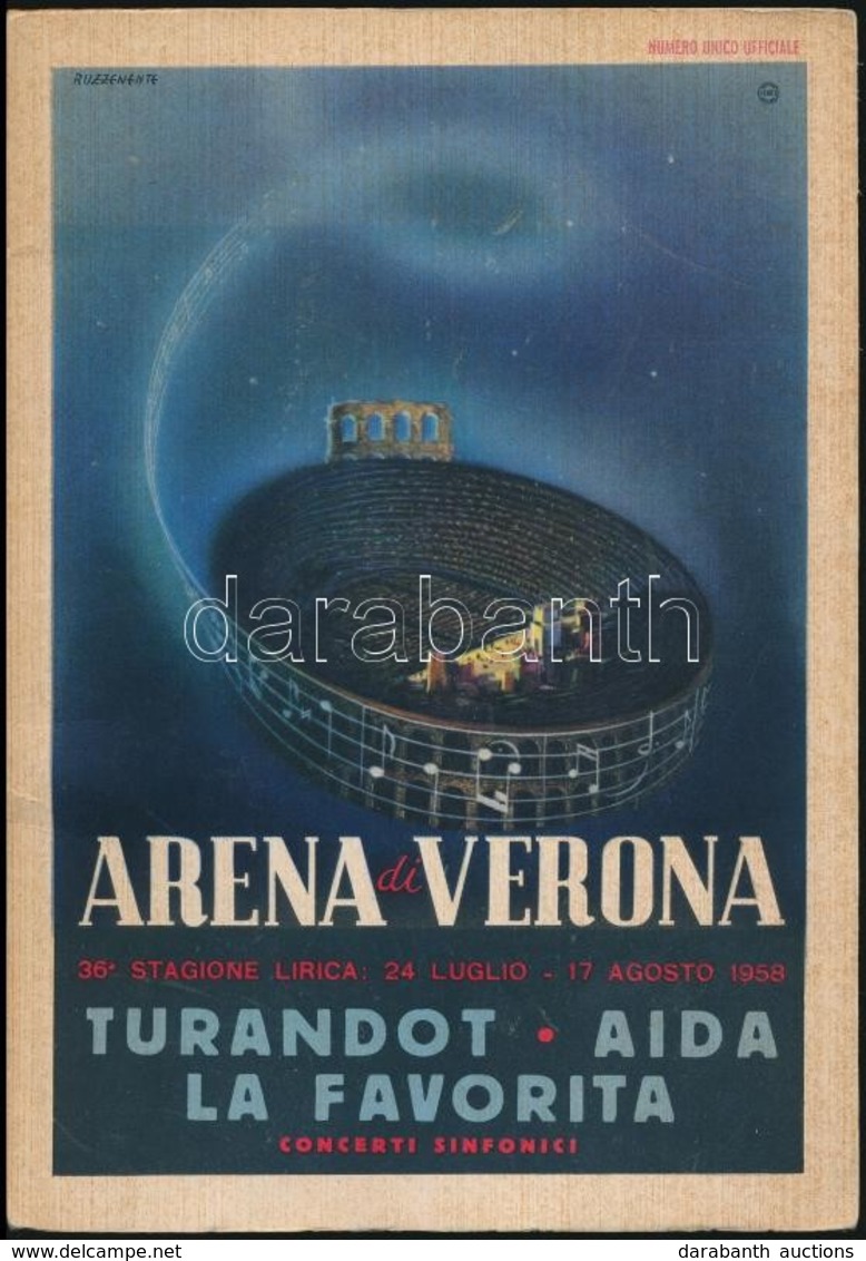 1958 Arena Di Verona (Turandot, Aida, La Favorita) Programfüzet, Reklámokkal, 3 Db Belépőjeggyel, 83p - Non Classificati