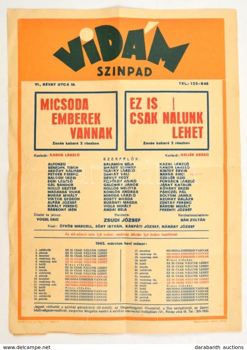 Cca 1960 Két Db Színházi Plakát 30x44 Cm - Autres & Non Classés