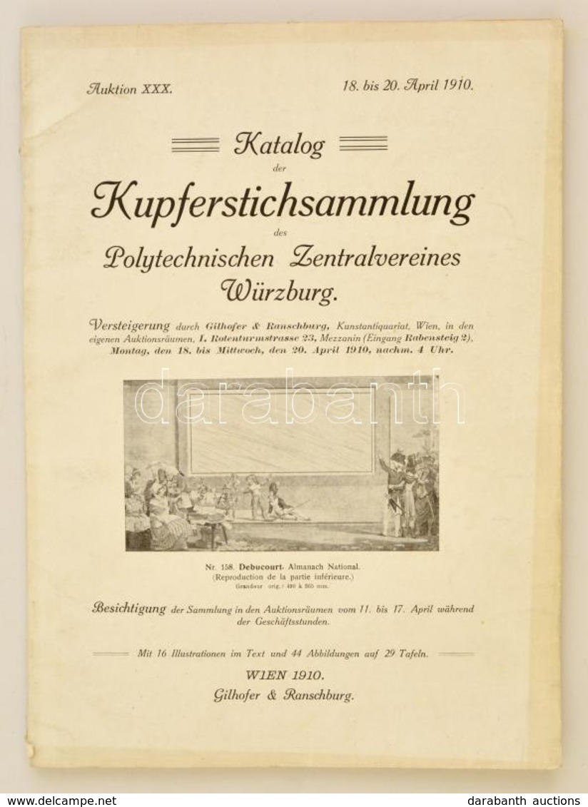 1910 Katalog Der Kupferstichsammlung Des Polytechnischen Zentralvereines Würzburg. Wien, Gilhofer & Ranschburg. Papírköt - Non Classificati