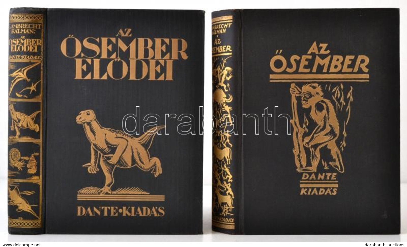 Lambrecht Kálmán: Az ősember. + Az ősember Elődei. Ősvilágok élete. Bp.,1926-1927, Dante. Kiadói Aranyozott Egészvászon- - Unclassified