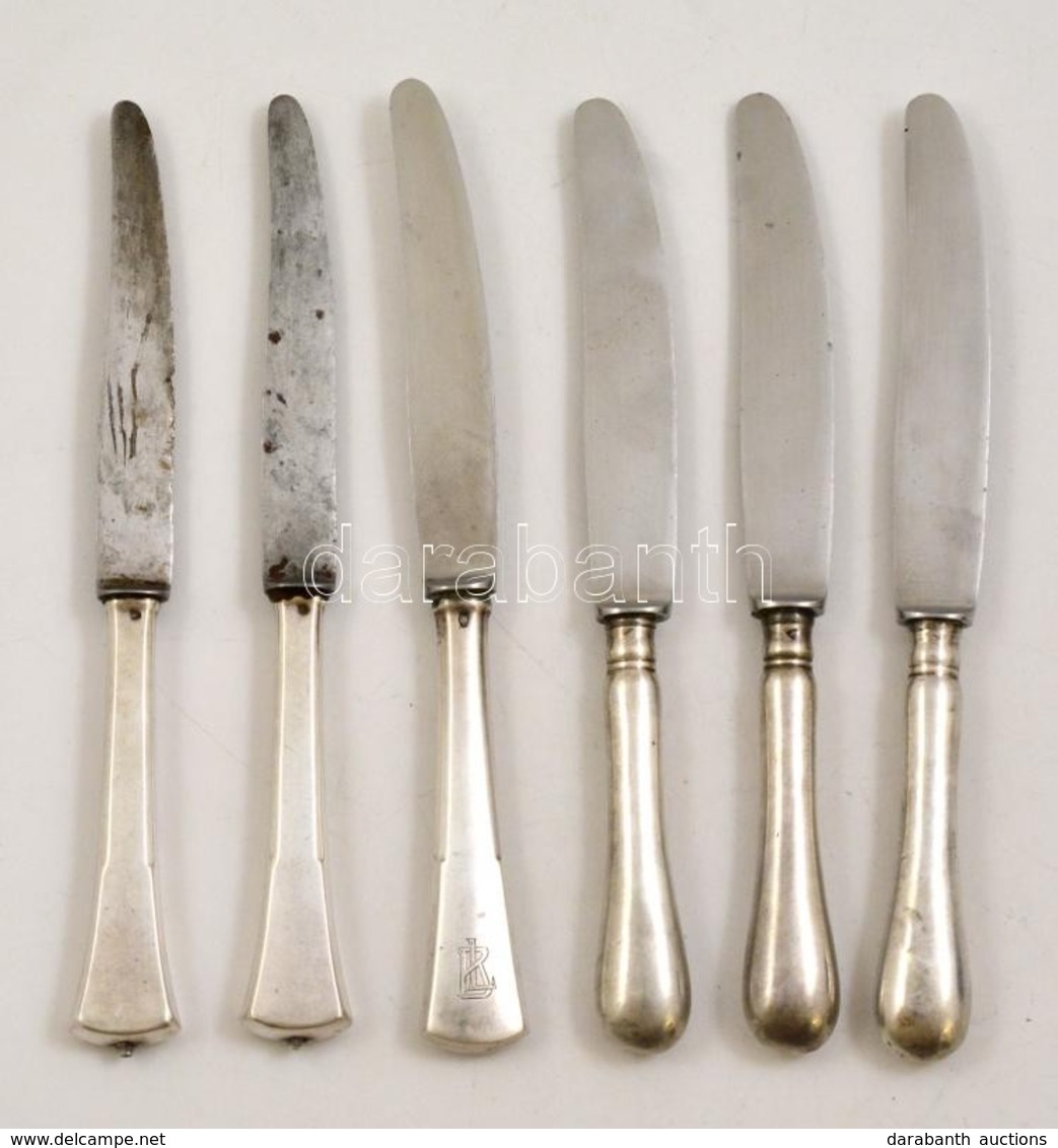 6 Db Különféle Ezüstnyelű Kés, Részben Solingen Pendével / Silver Knives. - Autres & Non Classés