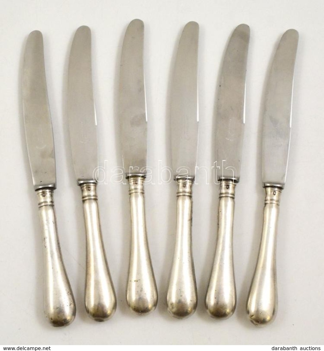6 Db Fémjelzett és Mesterjelzett Ezüstnyelű Kés, Solingen Pengével / Silver Knives. Br. 682 G - Autres & Non Classés