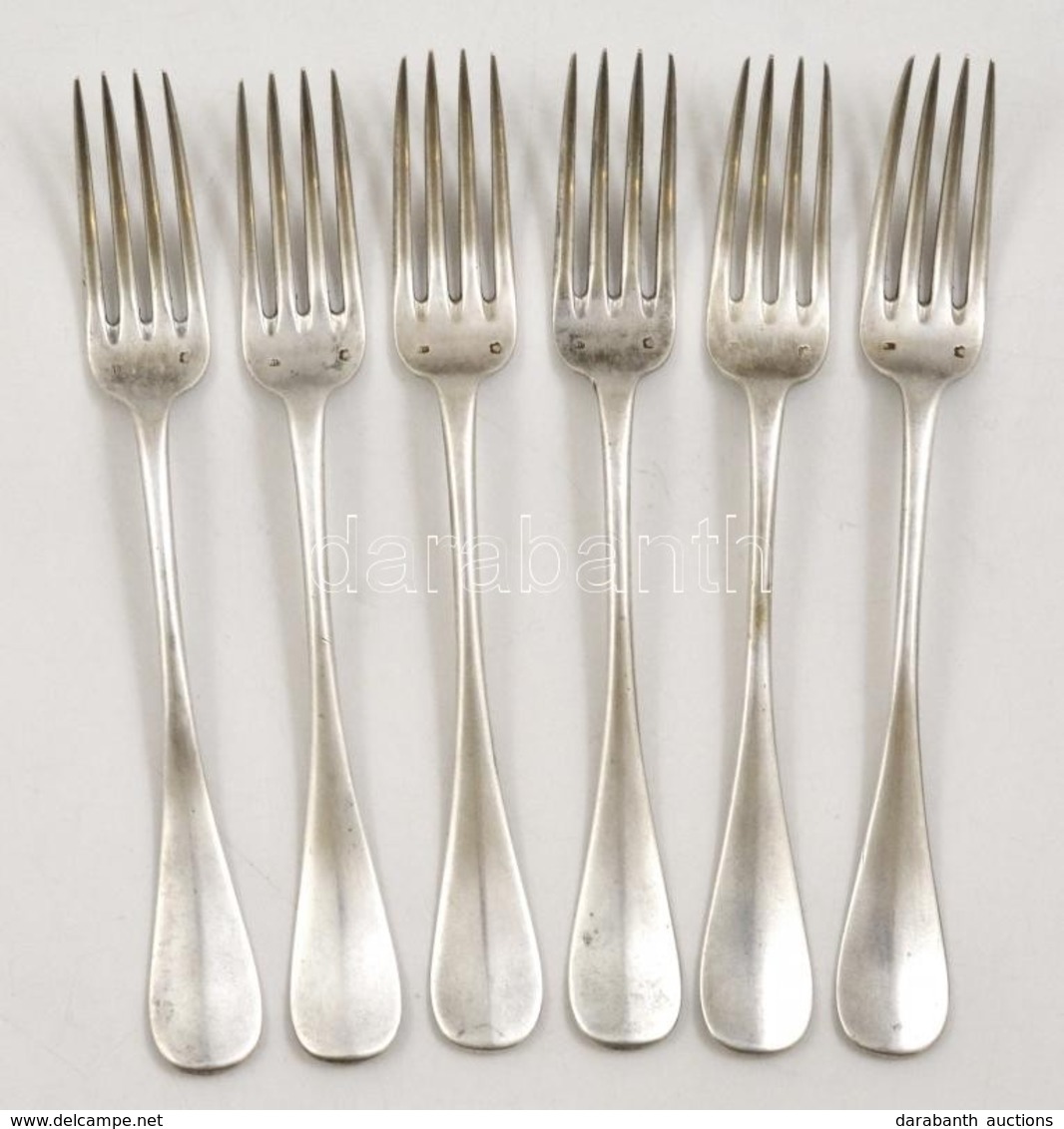 6 Db Fémjelzett és Mesterjelzett Ezüst Villa / Silver Forks. 438g - Altri & Non Classificati