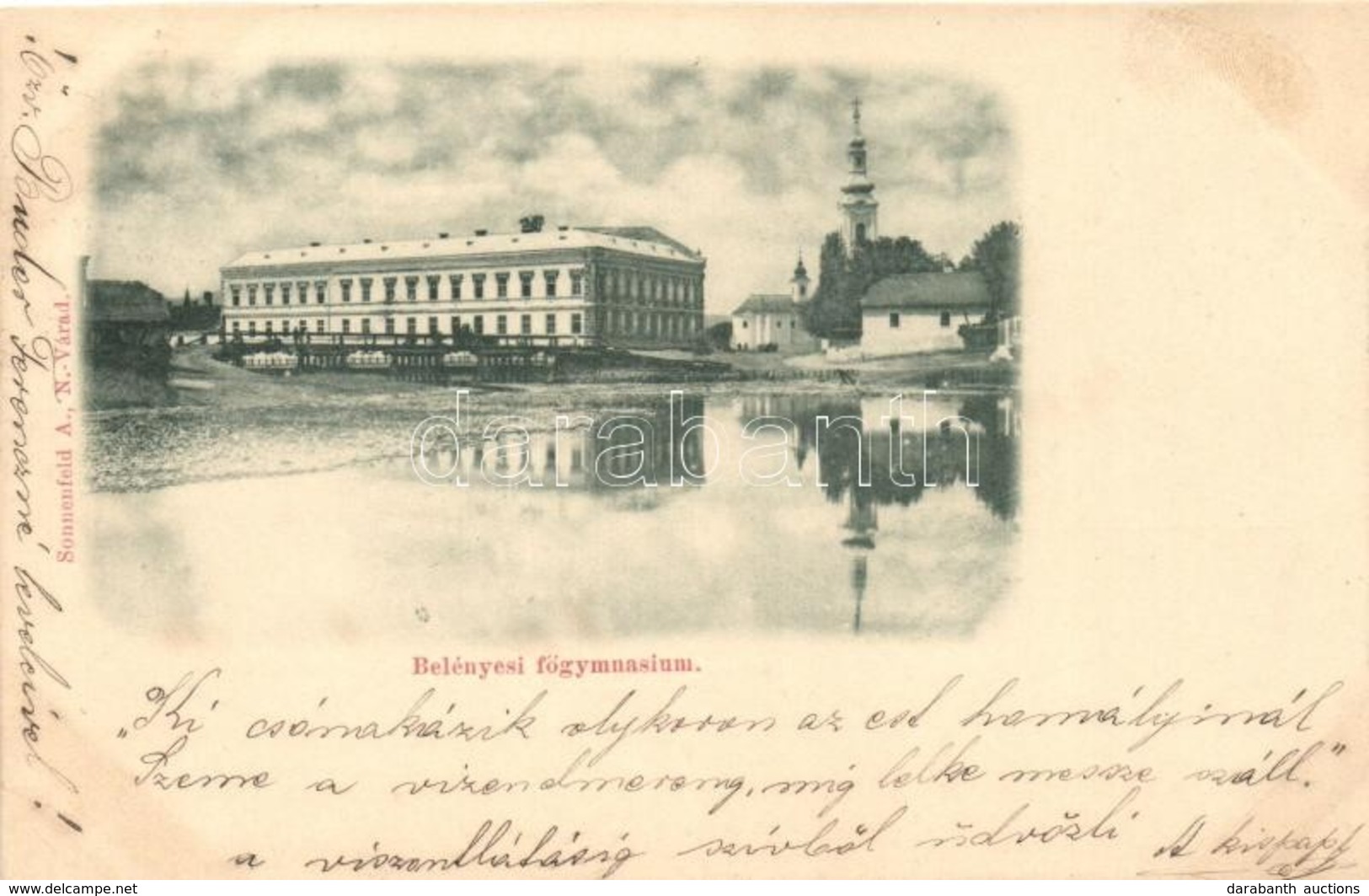 T4 Belényes, Beius; Főgimnázium; Kiadja Sonnenfeld A. / Grammar School (levágott / Cut) - Unclassified